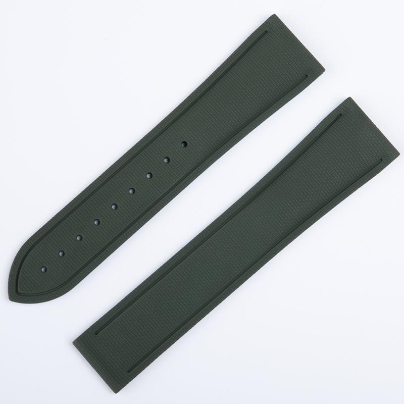 

20/21/22mm FKM Bracelet Curved End Link With Soft Fluororubber Watch Band For Tudor PELAGOS Black Bay 1958 M79230R M79363N Watch 22mm No Link&Without Buckle зелений