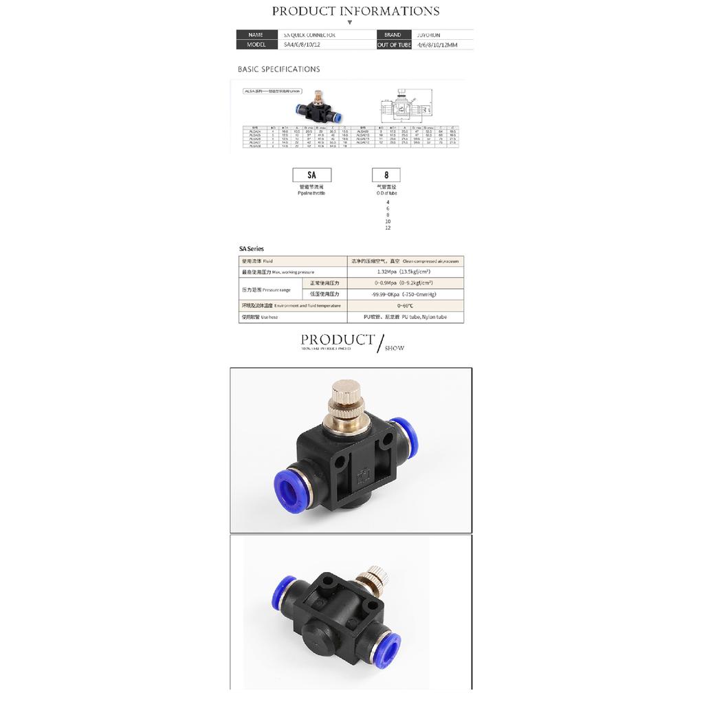 HVFF SA BUC Fitting 4mm 6mm 8mm 10mm 12mm Pneumatic Push In Quick Joint Connector Hand Valve To Turn Switch Ball Engine Gaskets 6