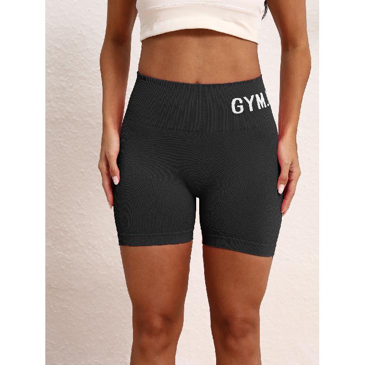 Hip Lifting Yoga Shorts, Exercise And Fitness Letter, Wearing High Stretch Shorts For Women