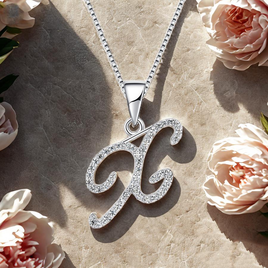 Charming Alphabet Elegant Pendant Initial Letter X Simple Exquisite Love Heart Necklace Fashion DIY