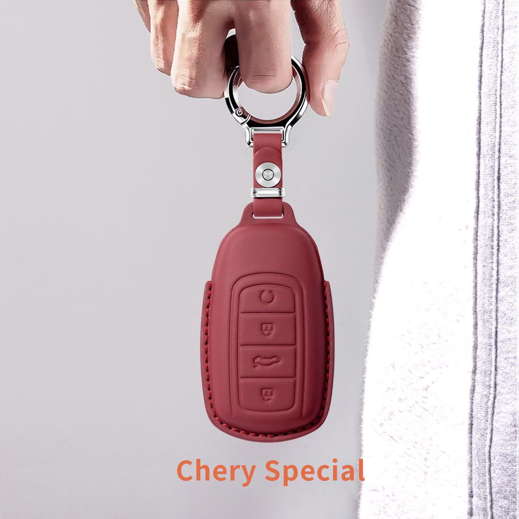 Car Key Protective Case for Chery Tiggo 9 Premium Leather Non-Slip & Wear-Resistant Car Keychain Car Key Cover
