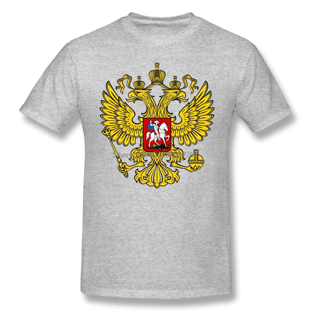 Coat Of Arms Of Russia Tshirt For Men Men Cotton Tees Streetwear Short Sleeve Casual Tshirt Men Fashion TShirts Tee Top