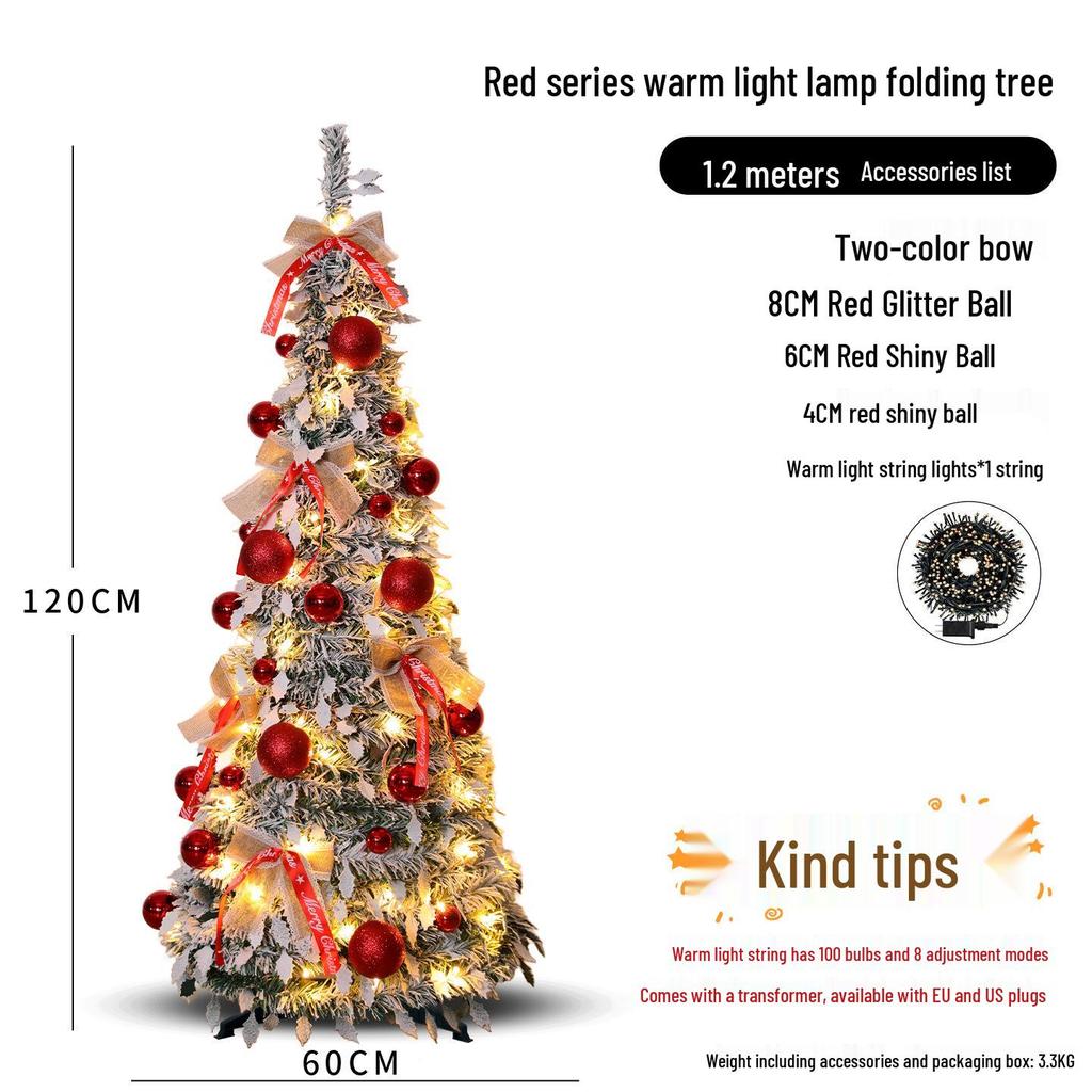 Retractable Folding Christmas Tree with Lights - Easy Setup for a Cozy Holiday Atmosphere