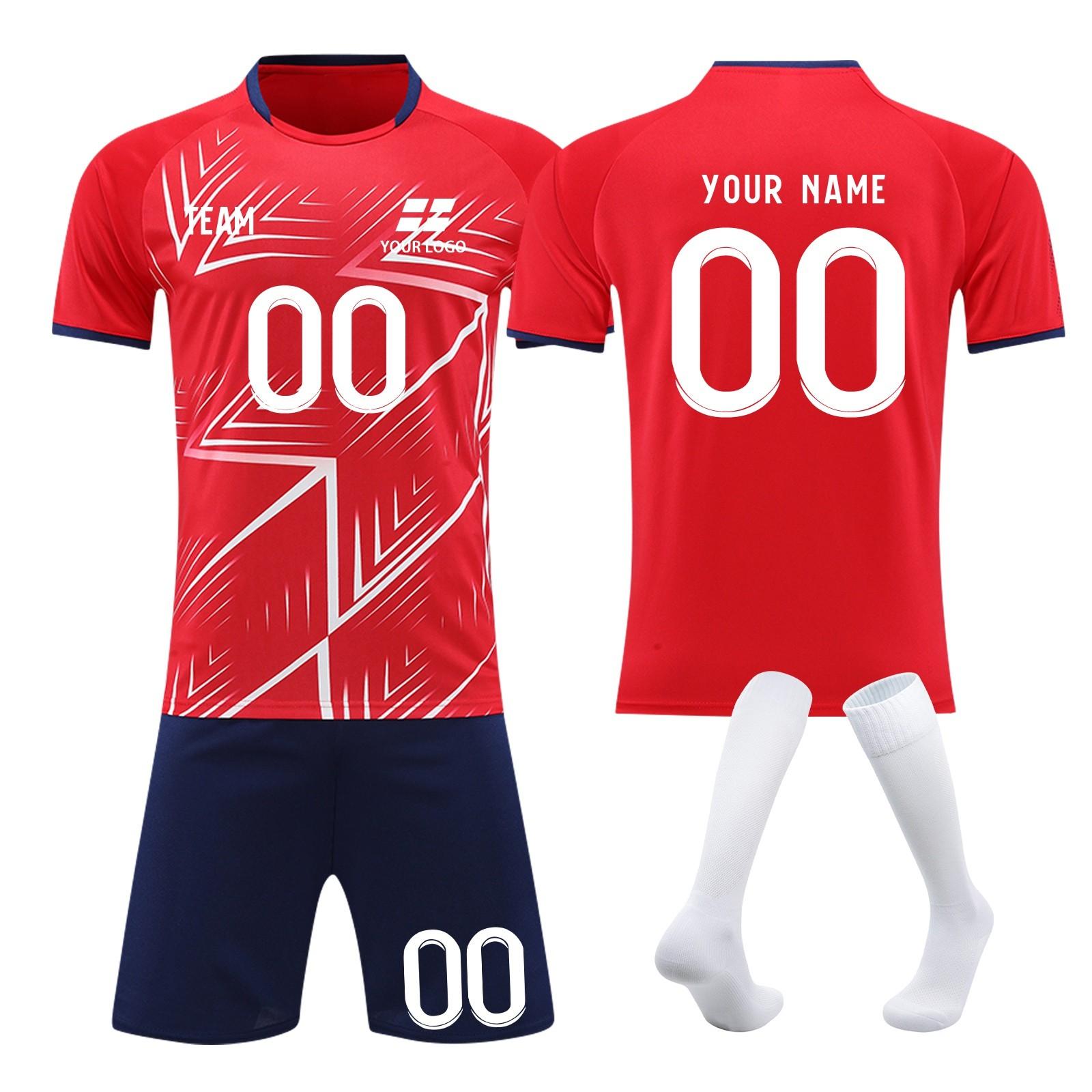 Customizable Soccer Jersey Set for Youth and Adults Breathable, Quick-Dry Sportswear with Personalized & Number 22 красный
