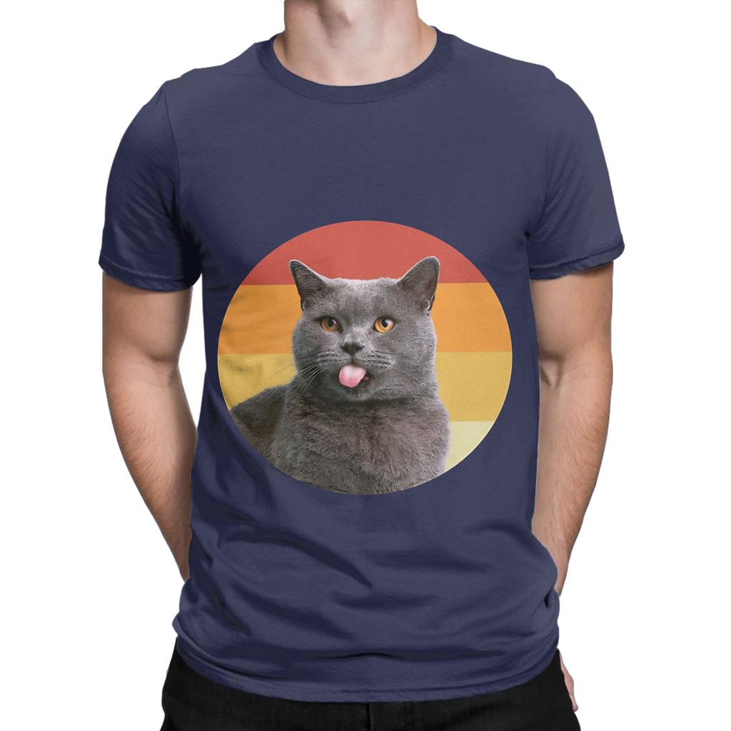 british shorthair vintage retro face Funny Graphic 100 Cotton TShirt Shorthair Tops Tees For Unisex