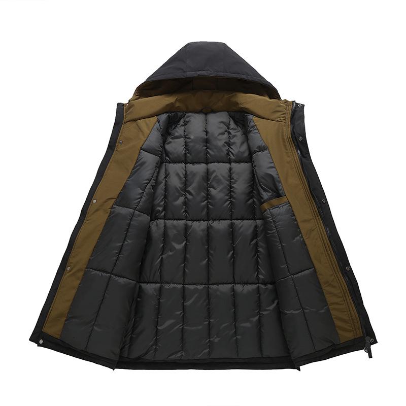 Men's Plus Size Mid-Length Hooded Cotton Jacket - Winter Fashion Brand 808
