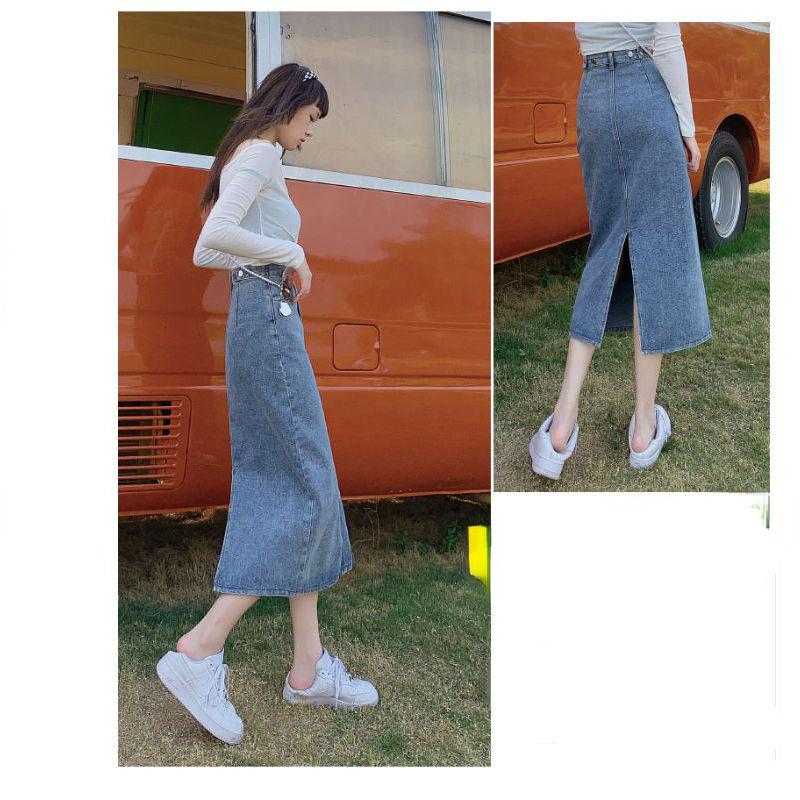 Модная летняя юбка-ковбой с разрезом и трапециевидной формой XL — фото 3