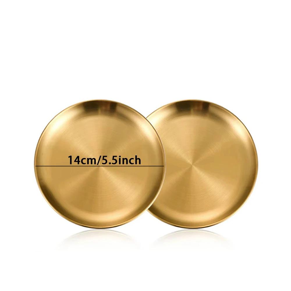14/17/20/23/26/30CM Stainless Steel Bone Spitting Dish Gold Silver Shallow Tray Metal Dining Disc Round Plate Dessert Tableware