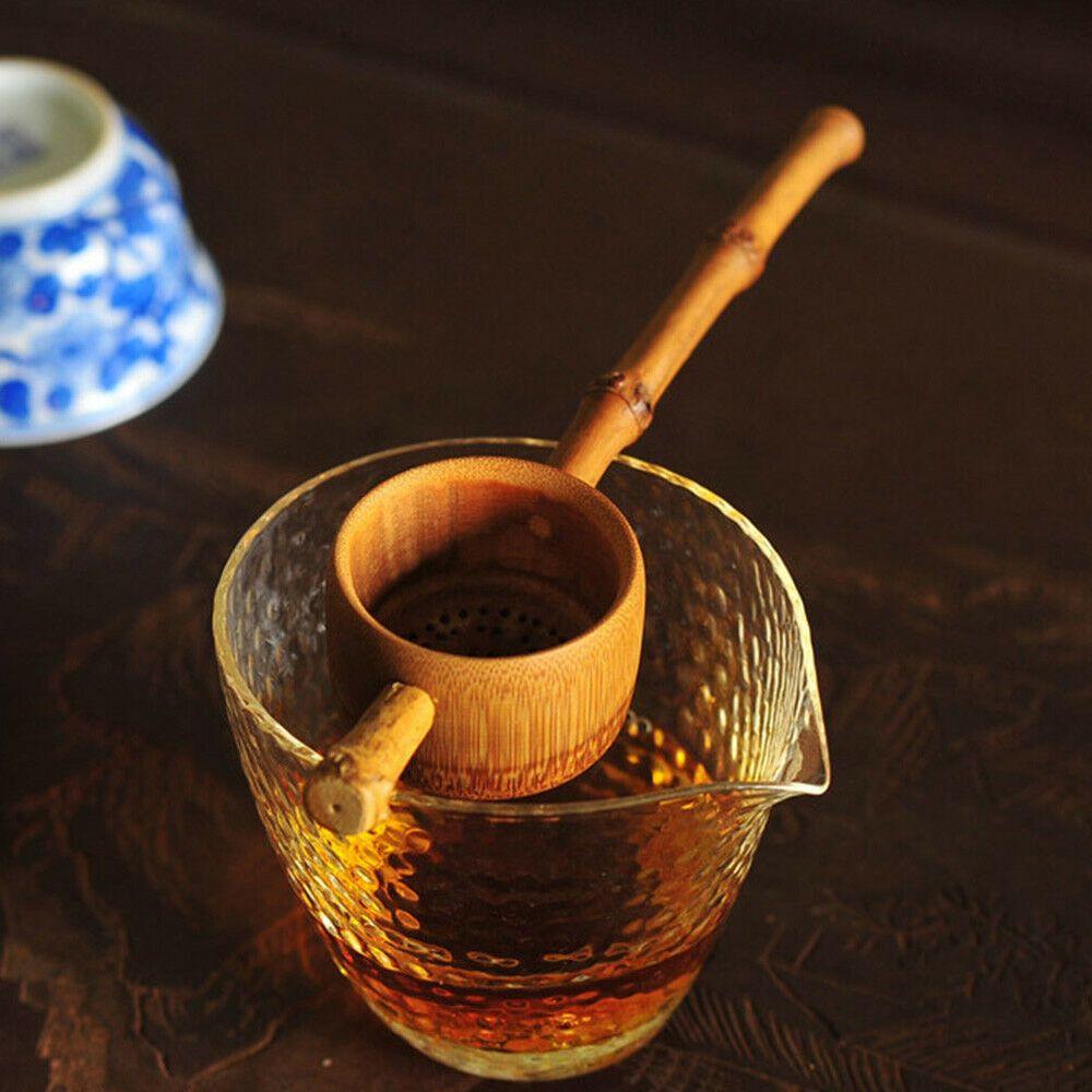 Handmade Natural Long Handle Teahouse Chinese Crafts Colander Infuser Tea Filter Bamboo Strainer