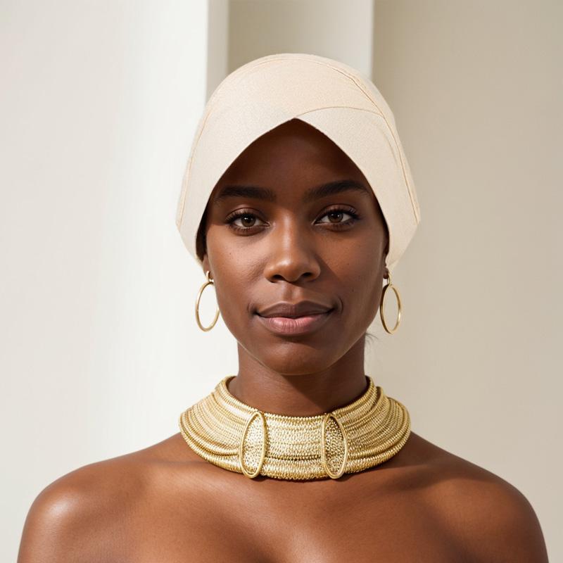 Hijab Caps Headdress Solid Color Muslim Underscarf Cap Soft Elastic Crossed Forehead Female Headscarf Turban Bonnet