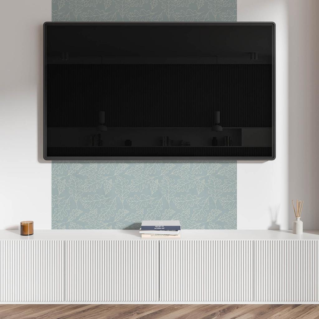 Panel Pcv Z Motywem Łatwa Dekoracja Do Jadalni 120X60 Cm Liście Na Delikatnym Tle