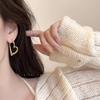 S925 Silver Needle Heart Earrings: Simple, Luxurious, and Versatile Cold-Style Hoops for Women