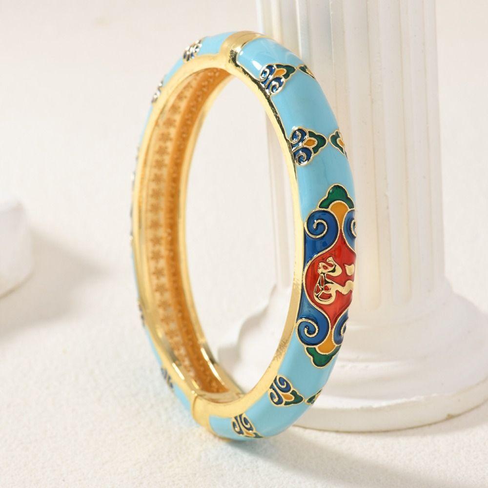 Dvojitý náramek Vintage Cloisonne náramek Tradiční dámský náramek šperky dárky