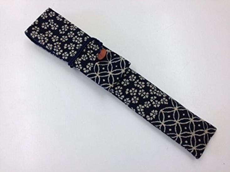 Fan case with various Japanese patterns plum in navy Can also be used as a chopstick Fan fan chopstick chopstick Japanese Japanese style Japanese