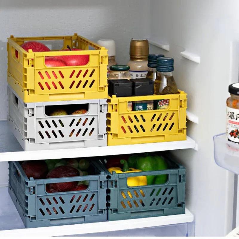 6 Colors Plastic Stackable Foldable Stationary Holder Grocery Basket OrganizerToy Storage Bedroom Desktop Container Storage Box