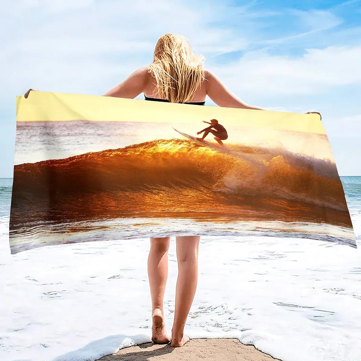 

Microfiber Sandless Beach Towel Cool Summer Seaside Surfing Quick Dry Lightweight Bath Swim Towels for Traveling Bathroom Beach W40*H60(CM)