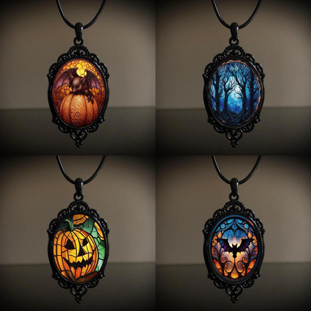 Gothic Raven Cross Pendant Necklace With Alloy Material For Halloween Costume Accessory