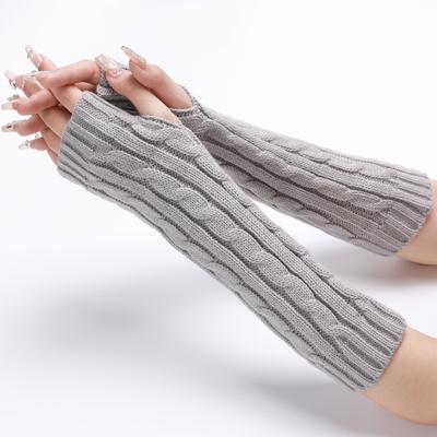 New Autumn and Winter Women's Knitted Gloves for Men and Women Mid-length Warm Half-finger Fingerless Arm Sleeves