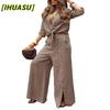Women's Fashion Casual Long Sleeve POLO Neck Pants Suits