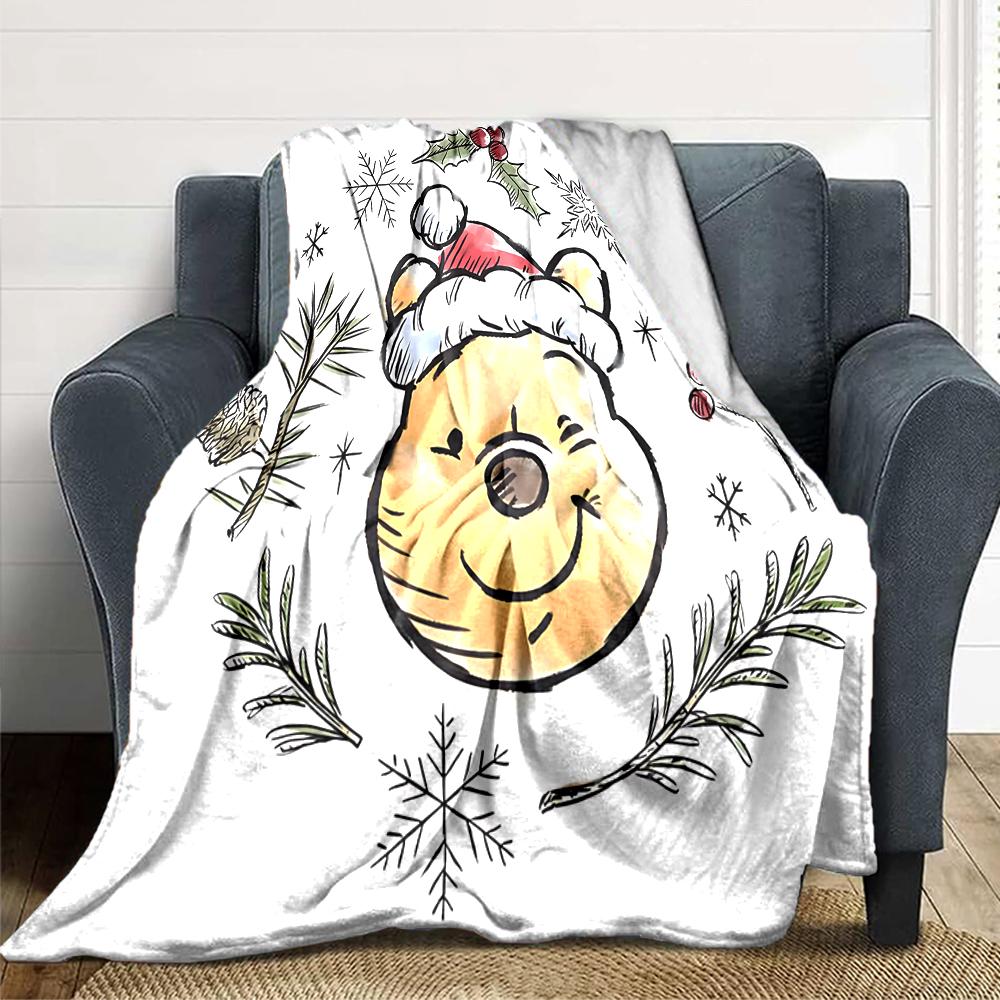 Christmas Winnie Pooh Blanket Soft Throw Blanket For Home Bedroom Bed Sofa Travel Office Solid Christmas Blanket