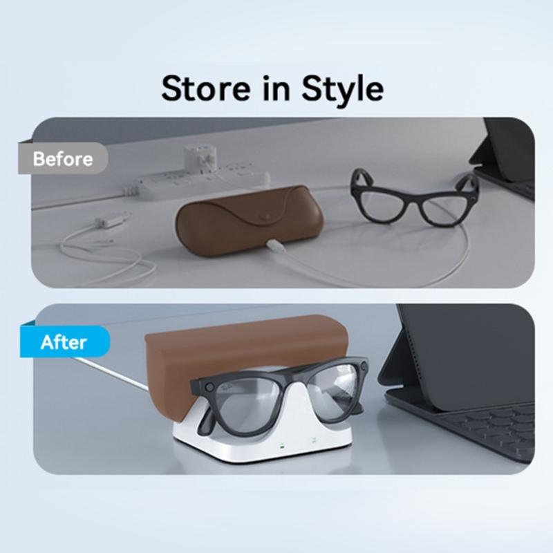Portable Intelligent Charging Station With Magnetic Technology For Eyewear Technology Glasses ABS Case Home Office Use