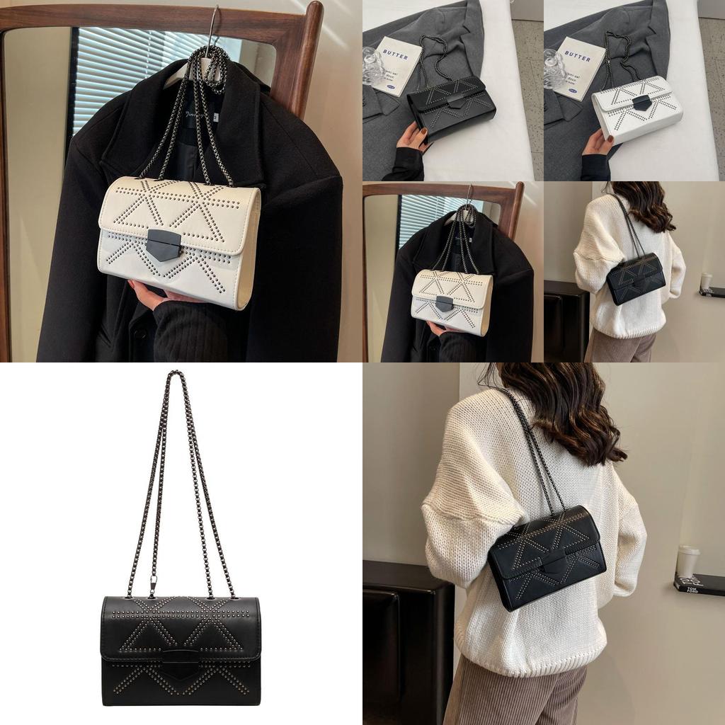 Elegant Fashionable Small Square Crossbody Bag For Women In Black And White With Trendy Street Style