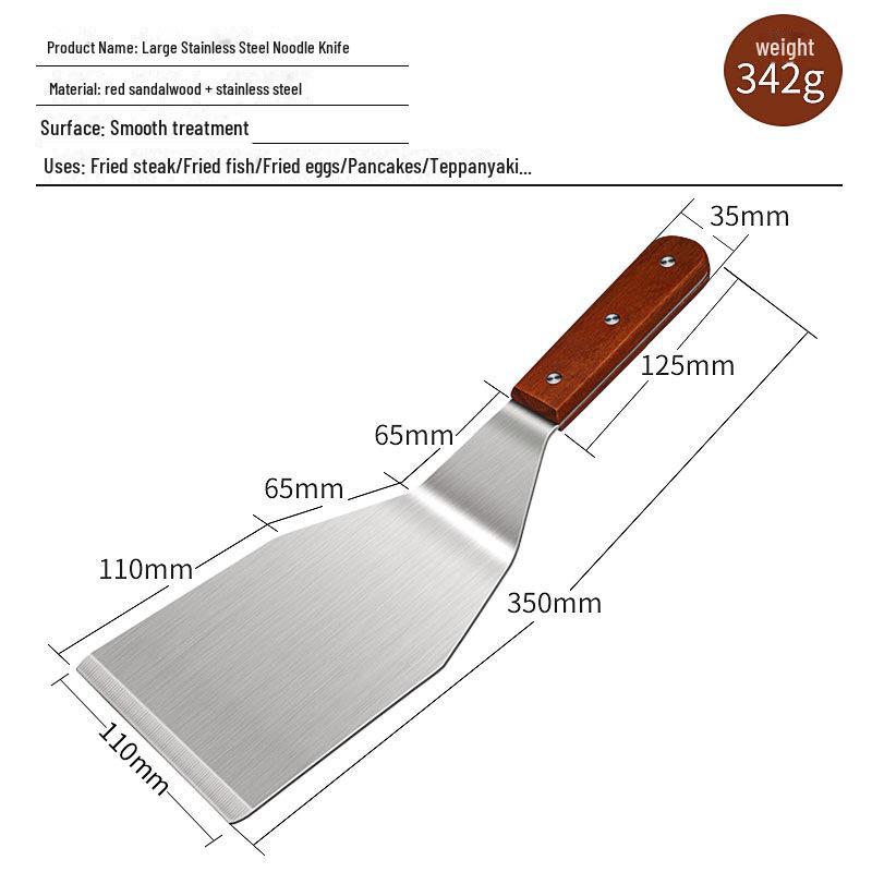 Large Stainless Steel Square Shovel with Wood Handle – Cooking, Steak, and Pancake Shovel
