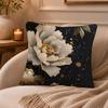 Peony Cushion Cover Anti-dustmite Pillowcase Invisible Zipper Silky Short Plush Sofa Cushion Cover
