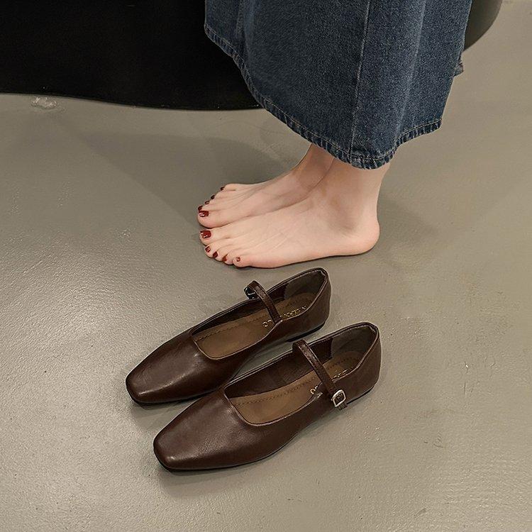 Classic Retro Square Head Thick Heel with Mary Jane Single Shoes Women's Korean Version Temperament Light Mouth Low Heel Shoes Women's Shoes