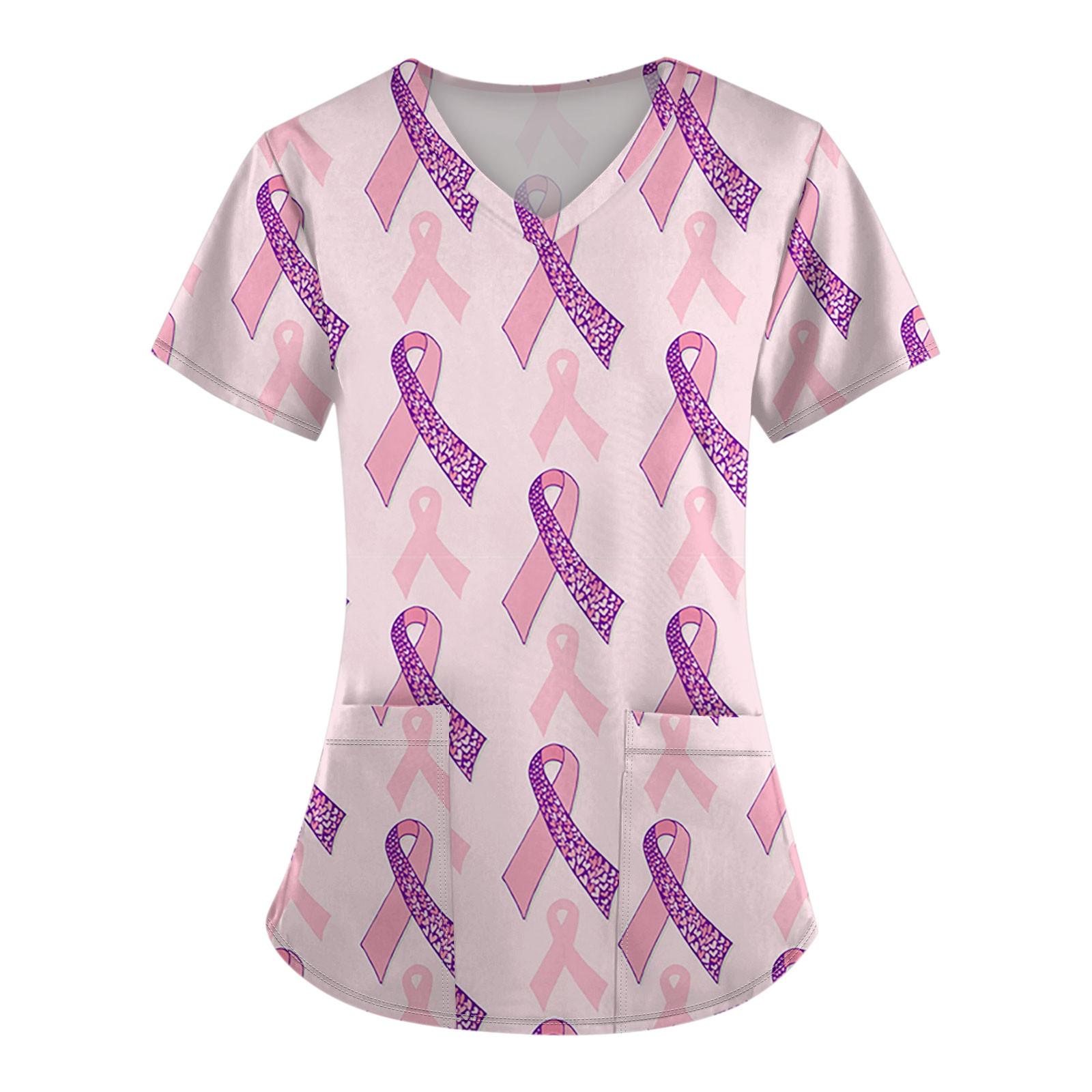 

Женская модная рабочая одежда с v-образным вырезом и коротким рукавом с карманной футболкой с принтом. XXXXXL