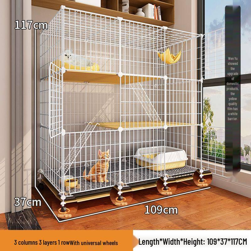 Indoor Cat Villa: Spacious Cage with Integrated Toilet and Bed