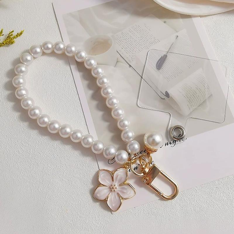 Bag Charm Cute Pearl Bracelet Handmade Wristlet Key Ring Pendants for Women Girls Decor Jewelry Gift Accessories