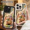 Phone Case: 2D Flat Design Suitable for iPhone 18 17 16 15 14 13 Pro Protective Case, Lop-eared Rabbit Nibbling the Moon, Perfect Holiday Gift for Chr