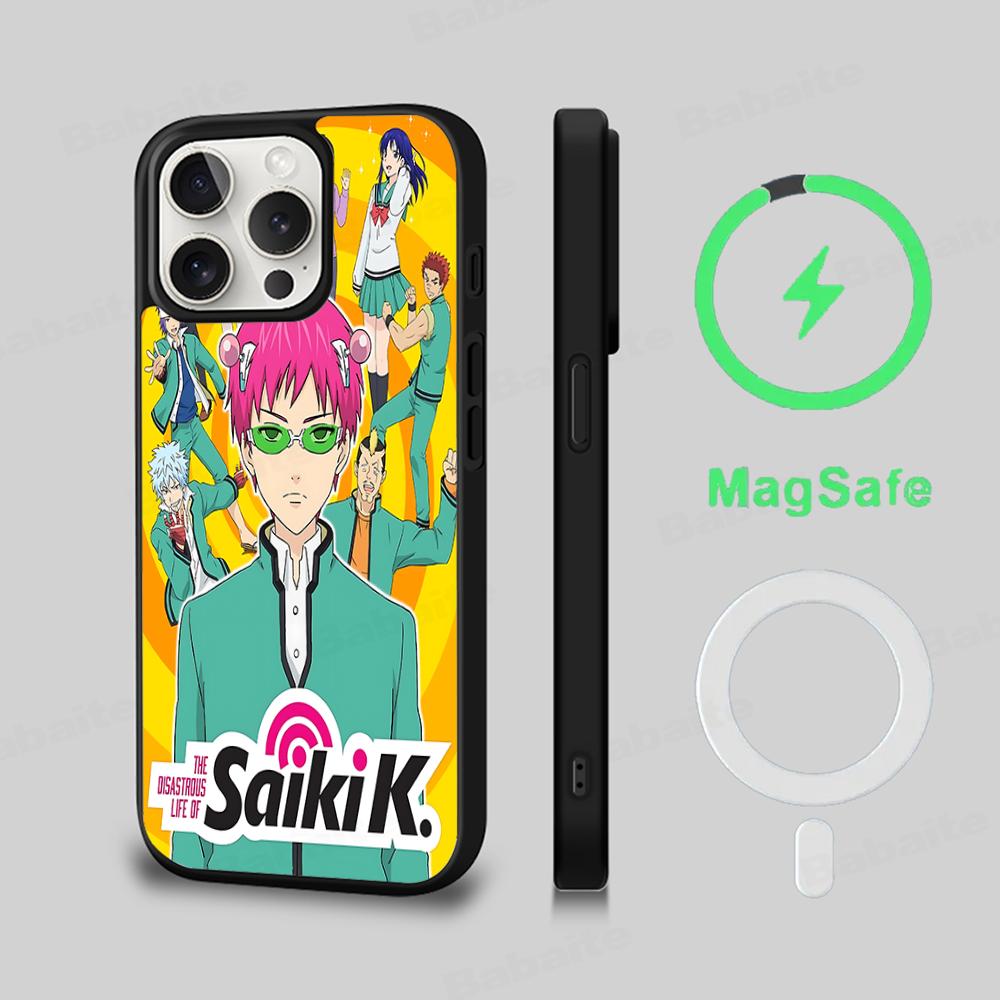 Saiki Kusuo No Psi Nan Phone Case Magnetic Case For IPhone 16 14 13 12 11 15 Pro Max Plus For Magsafe Wireless Charge Cover