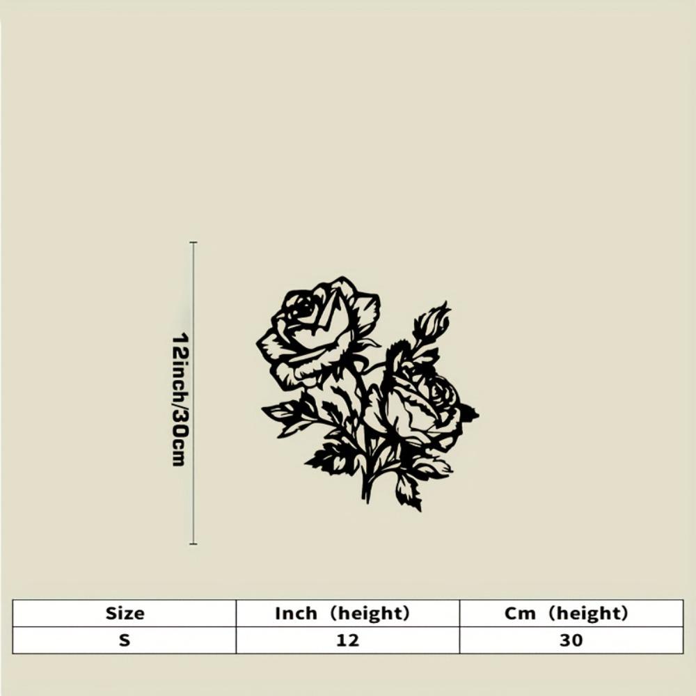 

Wrought Iron Wall Art Two Roses Metal Decor Black Elegant Home Garden Living Room Bedroom Patio Gift Valentine Wedding Thanksgiving S-30cm/12inch