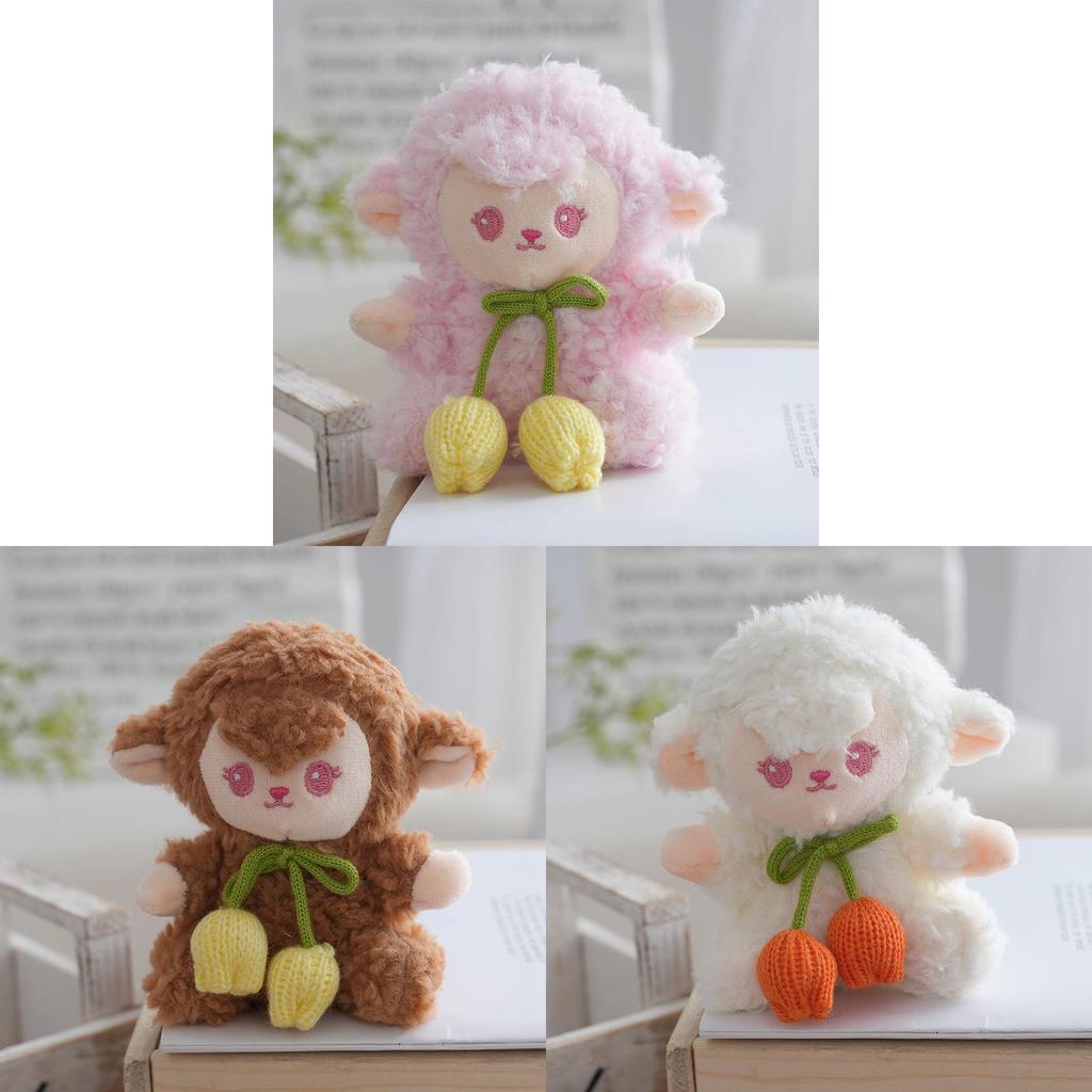 Sheep Plush Keychain With Tulip Flower Design For Gift And Bag Decoration