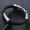 Punk Men Biker Chain Bracelet Genuine Leather Stainless Steel Magnetic Buckle Gift for Men Pulseras