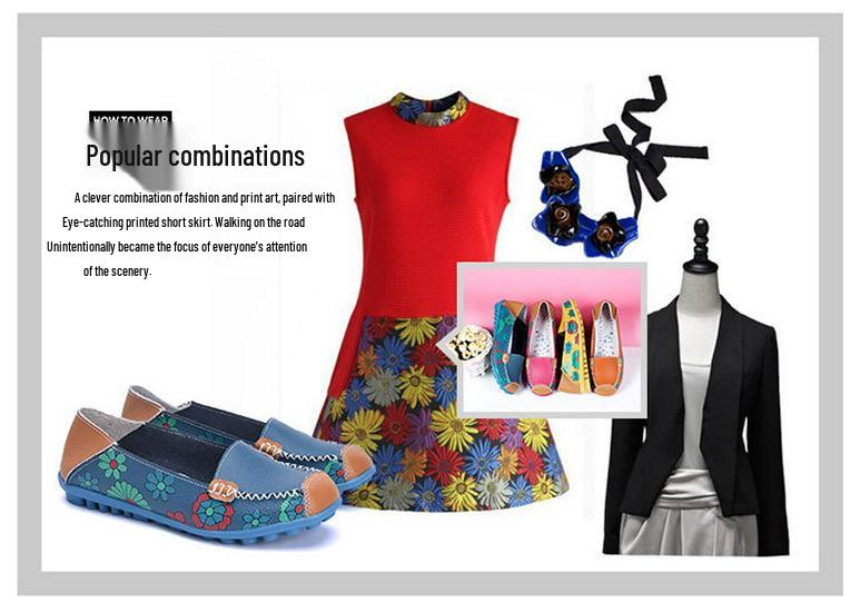 Spring/Summer Women's Slip-On Flat Moccasins: Printed Single Shoes for Mothers