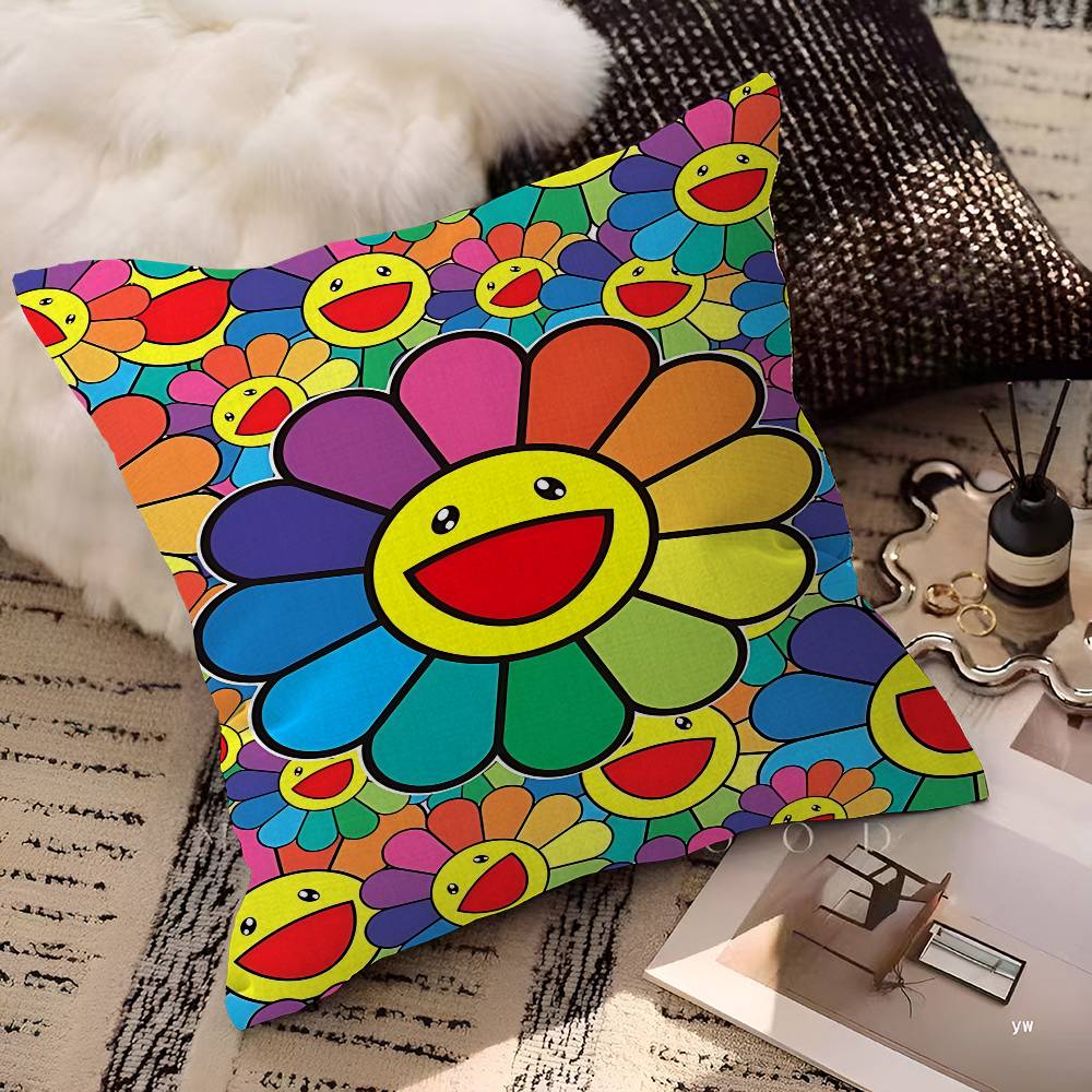 Fashing T-Takashi M-Murakami Pillow Gift Home Office Decoration Bedroom Sofa Car Cushion Cover Case 45X45