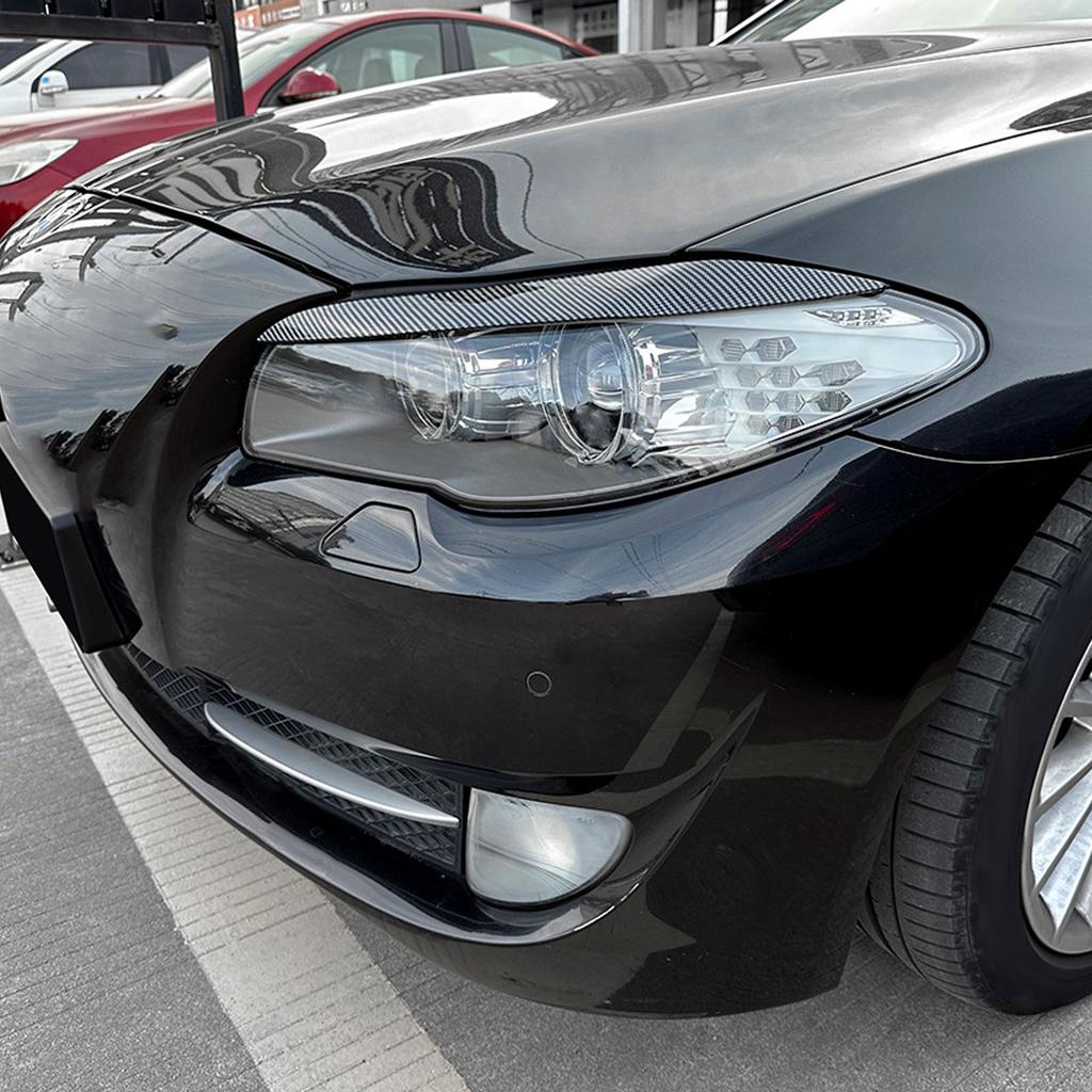 2 Pcs Headlight Eyebrow Left Right Front Light Eyelid Cover Trim for 5 Series F10 Pre‑LCI 2010 to 2013
