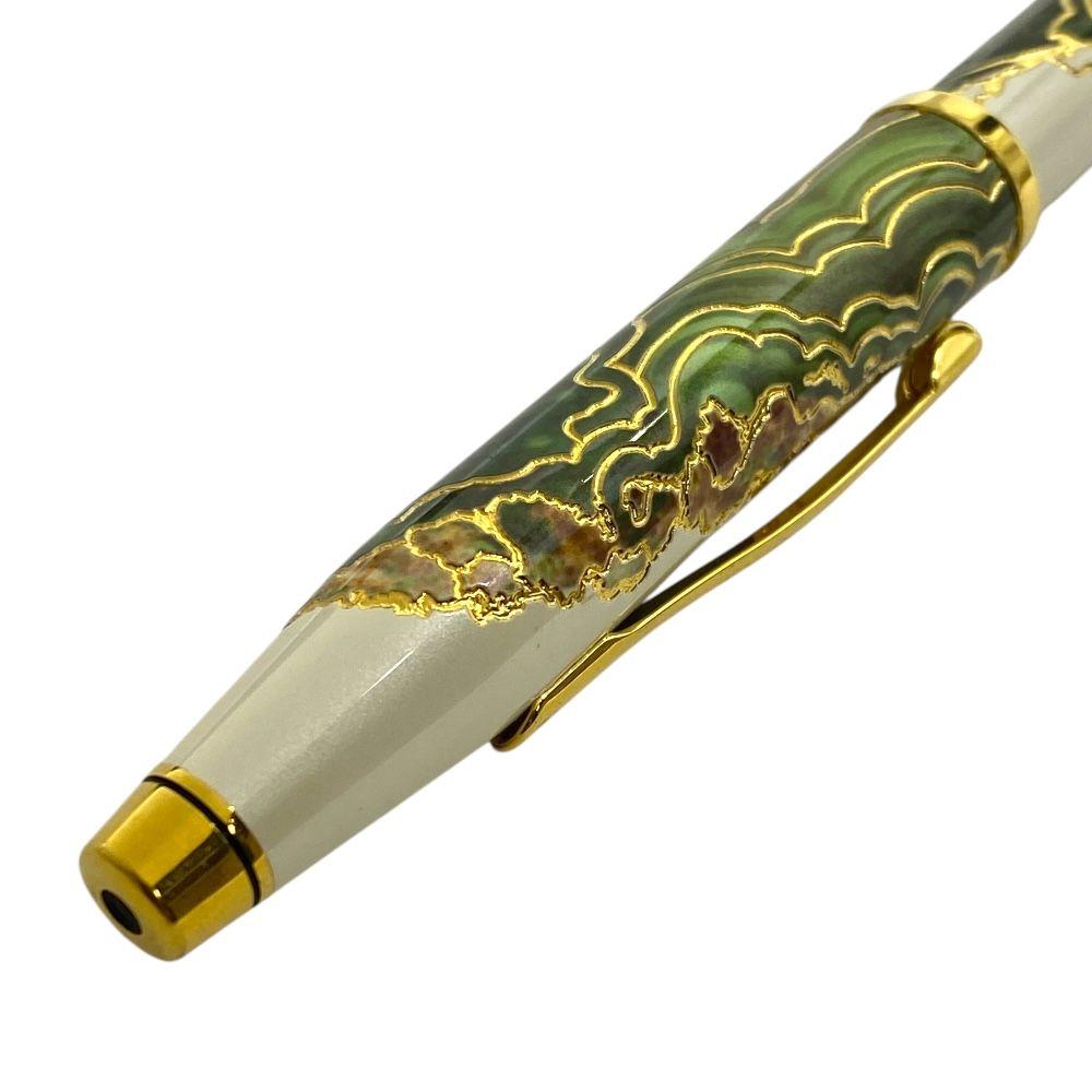 Used Cross Wanderlust Borneo Ballpoint Pen Writing Instrument Stationery Gold White Green Twist Action NAT0752-2 CROSS Elegant Sophisticated