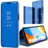 Coque pour Xiaomi Redmi 10C Bleu, Mirror Effet Smart Case Rabat Flip Clear View