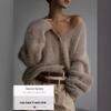 2024 Mink Hair V-Neck Cardigan: Loose Fit, Long Sleeve Sweater for Autumn/Winter Women