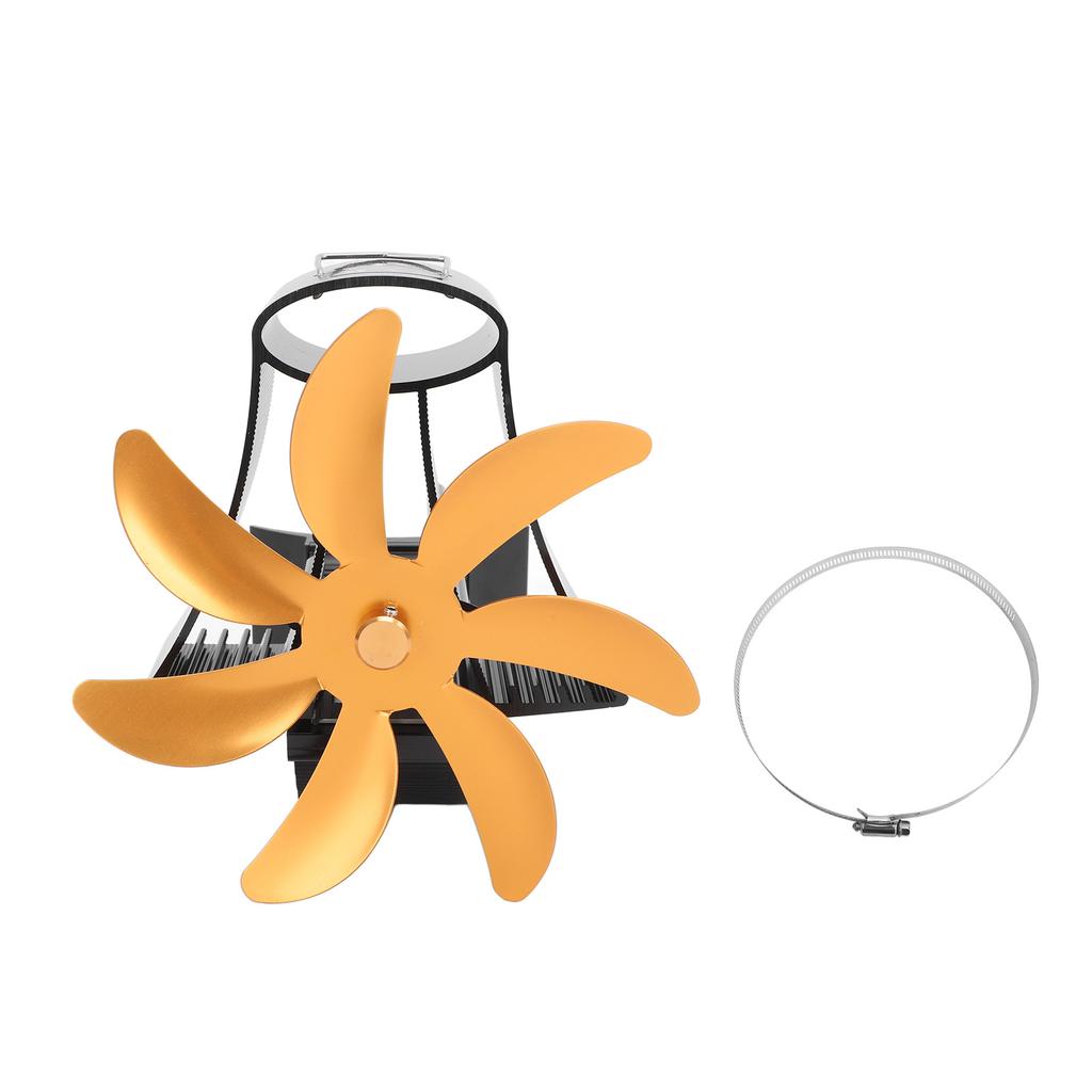 Wentylator kominkowy na rurę pieca na drewno 7 łopatek Wentylator kominkowy na rurę Silniki ciche Zasilany ciepłem Drewno