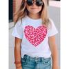 Summer Fashion Girls Short Sleeve T-Shirt Small Love Element Print Casual Versatile