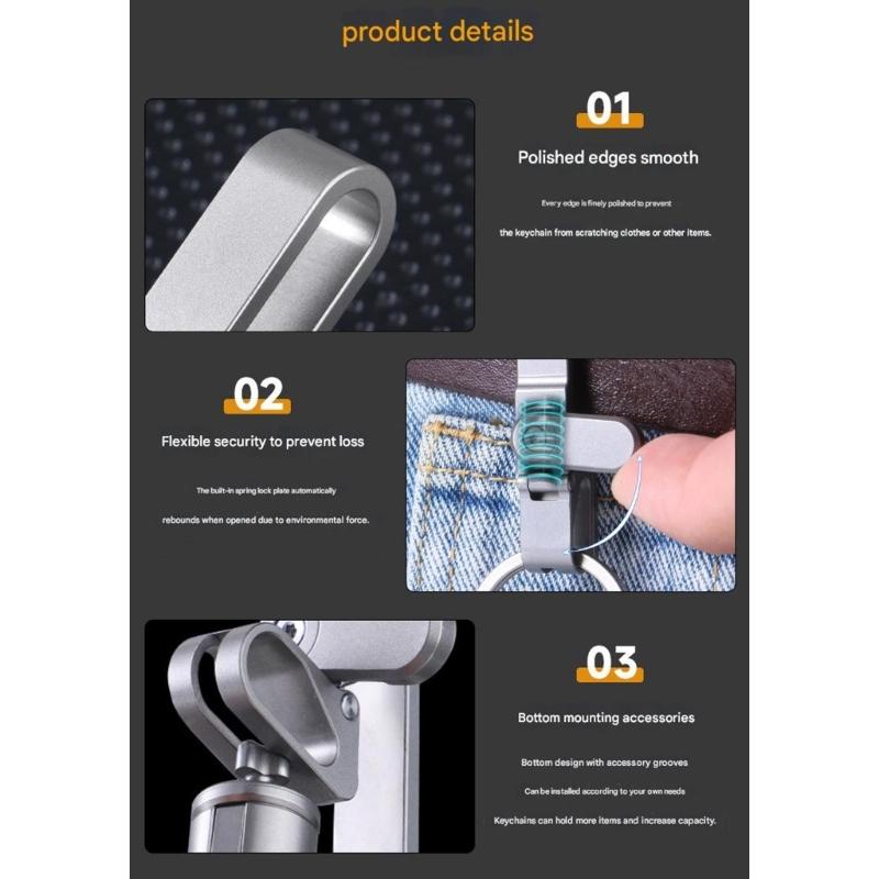 Compact Ti Alloy Key Clip Belt Keychain For Minimalist Lifestyle Attachment To Pockets Belts or Bags Securely