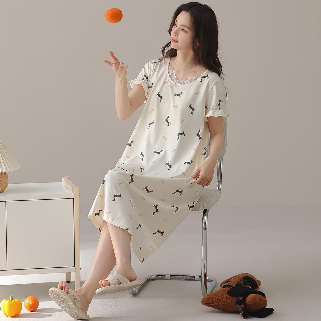 Cute Cotton Summer Nightgown: Women's Short-Sleeve Pajamas