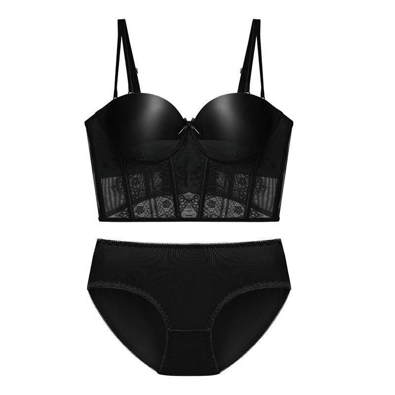 Red Push-Up Bra Set: Six-Button Adjustable, Anti-Side-Boob, No Underwire, Small Bust Enhancement
