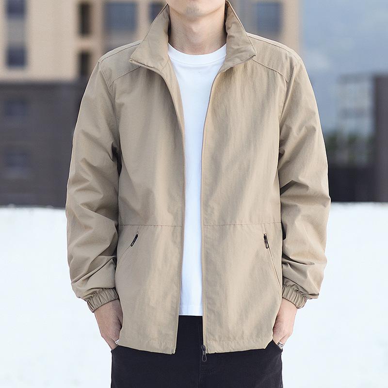 Kurtka Męska Cienka Stójka Oversize Kurtka dla Grubasa Męska Wszechstronna Luźna Góra