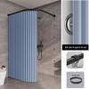 Hampton Foldable Magnetic Curved Shower Curtain with Aluminum Rod